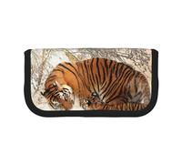 YUNWEIKEJI Tigre Bebé Familia De Tigres Joven, Estuche para lápices, Estuche para lápices de Lona Bolsa para cosméticos de Gran Capacidad