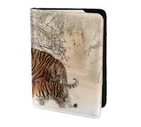 YUNWEIKEJI Tigre Bebé Familia De Tigres Joven, Funda para Pasaporte Cartera de Viaje de Cuero PU Funda para Pasaporte Fundas para Pasaporte 5,5 Pulgadas
