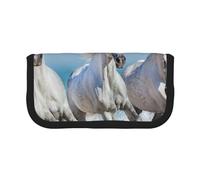 YUNWEIKEJI Tres Caballos Blancos, Estuche para lápices, Estuche para lápices de Lona Bolsa para cosméticos de Gran Capacidad