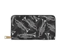 YUNWEIKEJI Trompetas de boceto en Blanco y Negro, Carteras Cartera de Gran Capacidad para Hombres y Mujeres Carteras Tarjeta de crédito Cartera de Cuero de Microfibra