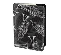 YUNWEIKEJI Trompetas de boceto en Blanco y Negro, Funda para Pasaporte Cartera de Viaje de Cuero PU Funda para Pasaporte Fundas para Pasaporte 5,5 Pulgadas