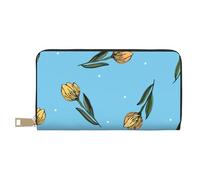 YUNWEIKEJI Tulipanes Amarillos Dibujados a Mano, Carteras Cartera de Gran Capacidad para Hombres y Mujeres Carteras Tarjeta de crédito Cartera de Cuero de Microfibra
