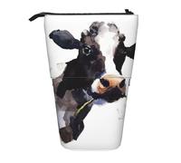 YUNWEIKEJI Vaca con una Flor de Margarita, Estuche telescópico para lápices, Soporte para lápices con Cremallera, Bolsa de Maquillaje, Bolsa para lápices