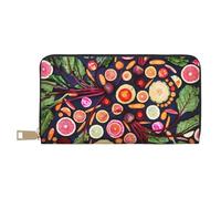 YUNWEIKEJI Vegano Frutas Vivas Verduras Imprimir, Carteras Cartera de Gran Capacidad para Hombres y Mujeres Carteras Tarjeta de crédito Cartera de Cuero de Microfibra