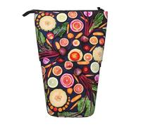 YUNWEIKEJI Vegano Frutas Vivas Verduras Imprimir, Estuche telescópico para lápices, Soporte para lápices con Cremallera, Bolsa de Maquillaje, Bolsa para lápices