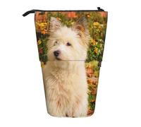 YUNWEIKEJI Westie Otoño West Highland White Terrier Perros, Estuche telescópico para lápices, Soporte para lápices con Cremallera, Bolsa de Maquillaje, Bolsa para lápices