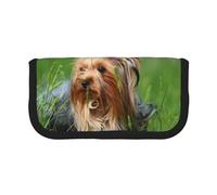 YUNWEIKEJI Yorkshire Terrier Césped Lindos Perros Ummer Lazo Rojo, Estuche para lápices, Estuche para lápices de Lona Bolsa para cosméticos de Gran Capacidad