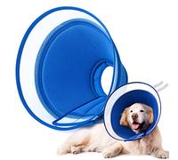 YUNXANIW Collares de recuperación para perros y gatos, collares de cono isabelino suaves para cirugía, conos de perro suaves ajustables y conos de gato para después de la sobretensión (M, azul)