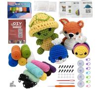 YUNXCNA Animales Agujas Crochet Kit Bricolaje, DIY Crochet Kit Principiantes, Juego de Completo Crochet Set con Video Tutorial e Instrucciones Paso a Paso (Ballenas, Abejas, Zorros, Tortugas)