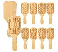 Yunxiao88 10 cepillos de pelo de bambú, cerdas de bambú de punta redonda a granel, cepillo desenredante, paleta de masaje ligero, antiestático, para mujeres, hombres y niños, estimula el cuero