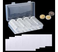 Yunyige Caja Monedas Coleccion,Capsulas Monedas 40 mm,60 Piezas Cápsulas de Moneda Transparentes,Moneda de Plástico Caja para (17/20/25/27/30/33/38/40) con Cajas Organizadora de Almacenamiento