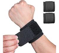 YUNYILAN Paquete de 2 muñequeras ajustables para fitness, levantamiento de pesas, tendinitis, artritis del túnel carpiano, muñequeras para aliviar el dolor de muñeca, altamente elásticas (negro)