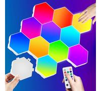 YUNYODA 12PCS Hexagon LED Panel,LED Hexagonal Gaming Wandleuchte,RGB Hexágono Wandleuchte mit Fernbedienung ung,Hexagon Wandbeleuchtung Smart Sechsecke Gamer Room Deko Modular Lampe für Gaming