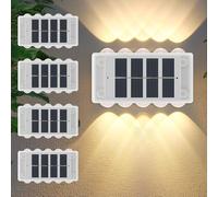 YUNYODA 4 lámparas solares de pared exterior, 10 LED arriba y abajo lámparas solares para exterior jardín, IP65, resistente al agua, lámpara de pared solar para jardín, luz blanca cálida, lámpara de