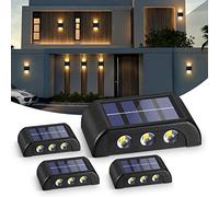 YUNYODA 4 Piezas Apliques Exteriores Solares, Luz Solar Exterior Jardin, 6LED Lámpara de pared LED Solar Up & Down Light Decorativa LED de Pared, IP65 Impermeable, para Escaleras Terraza Patio Jardín