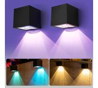 YUNYODA Aplique Solar para Exteriores, 2 Piezas Luz Solar Exterior Jardin con 2 Modos de iluminación,Aplique Pared Exterior Solar Impermeable IP65,para Pared, Patio,Jardín,Escalones,Escaleras,Vallas