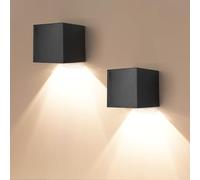 YUNYODA Aplique Solar para Exteriores, 2 Piezas Luz Solar Exterior Jardin con 2 Modos de iluminación,Aplique Pared Exterior Solar Impermeable IP65,para Pared, Patio,Jardín,Escalones,Escaleras,Vallas
