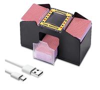 YUNYODA Barajador Automático USB para 1-4 Barajas - Mezclador UNO, Póquer, Skip BO y Otras Cartas, Negro