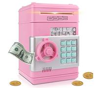 YUNYODA Caja de dinero electrónica para niños, alcancía digital con contraseña Gran caja de dinero eléctrica Banco de cajeros automáticos Máquina segura, alcancías automáticas para efectivo