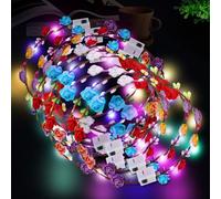 YUNYODA Diadema LED para el pelo, 10 unidades, para mujeres y niñas, guirnalda de flores LED, diadema, diadema luminosa, festival, tocado para Navidad, Año Nuevo, fiesta, decoración de bodas