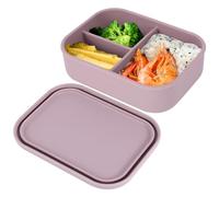 YUNYODA Fiambrera con compartimentos, fiambrera de silicona de 800 ml, sin BPA, para niños, a prueba de fugas, resistente a roturas, fiambreras para adultos, apta para lavavajillas y microondas (azul)