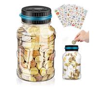YUNYODA Hucha Con Contador, Grande Contadora de Monedas Con Pantalla LCD, Electrónica Digital Transparente Con Pegatinas para Niños, Niñas y Adultos, 1,5 L