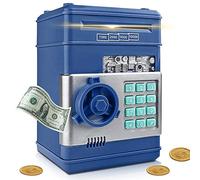 YUNYODA Hucha electrónica para niños, hucha digital con contraseña, hucha eléctrica grande, cajero automático, máquina segura para billetes, ahorro automático de monedas para regalos de niños