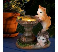 YUNYODA Luz solar de gato, estatua de jardín de resina con luces LED, luz solar al aire libre, estatuilla de gato, adornos solares de jardín, decoración del hogar y balcón, regalo ideal para el jardín