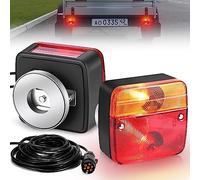 YUNYODA Pilotos Traseros Remolque, Magnético Juego de Luces Traseras Incandescente para Remolque con Cable de 7,5M y 7 Pines, Universales Luz Trasera 12V para Camión Caravan Remolque de Coche