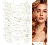 YUNYU 12 hojas de tatuajes con purpurina | Parches de pecas doradas para arte corporal temporal impermeable en fiestas, festivales y looks de maquillaje glamurosos, calcomanías fáciles de aplicar
