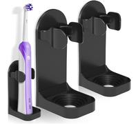 YUNYU 2 soportes para cepillos de dientes eléctricos para montaje en pared con adhesivo fuerte, ajustable universal para almacenamiento en el baño, organiza tus cepillos de dientes eléctricos de