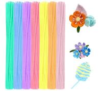 YUNYU 300 piezas de alambre de chenilla para manualidades, limpiador de pipas de colores para flores, decoración y manualidades infantiles (6 mm x 30 cm, colores pastel), ideal para floristería