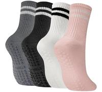 YUNYU 4 pares de calcetines antideslizantes para mujer, para yoga, pilates, ballet, fitness y actividades deportivas con ajuste cómodo