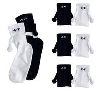 YUNYU 4 pares de calcetines magnéticos para parejas, divertidos calcetines 3D para mujeres y hombres, juego de regalo de conexión con imanes ocultos, calcetines a juego, blanco, Altoa única