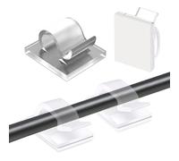 YUNYU 50 clips de cable autoadhesivos transparentes fuertes con respaldo 3M para cables, cargadores y auriculares, organizador de clips adhesivos para ahorrar espacio para paredes, escritorios, hogar