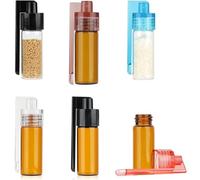 YUNYU 6 herramientas de polvo de especias con cuchara, 51 mm de altura, botella de almacenamiento pequeña con microembudo, cristal, villa con cuchara, para exteriores, camping, viajes, etc