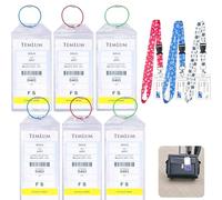 YUNYU 6 x etiquetas de equipaje para crucero y 3 x llaveros con fundas para tarjetas - accesorios de viaje de PVC impermeables para maletas, barcos y elementos esenciales de crucero