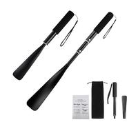 YUNYU Calzador largo telescópico de 33-85 cm, extensible de plástico con mango de metal para hombres, mujeres, niños y personas mayores, color negro, Black, Large