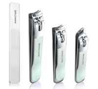 YUNYU Cortaúñas de acero inoxidable, 3 piezas, cortaúñas resistente para cortar uñas de los pies, cortador de uñas afilado, con lima de uñas, para hombres, mujeres, ancianos y niños (verde)