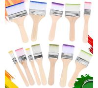 YUNYU - Juego de 12 pinceles planos de nailon con asas de madera, cerdas elásticas y resistentes para acuarela, gouache, pintura al óleo y acrílica