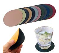 YUNYU Juego de 12 posavasos de piel sintética de doble cara, posavasos antideslizantes, redondos, multicolor, para bebidas frías y calientes, hogar, bar y oficina