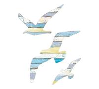 YUNYU Juego de 3 piezas de arte de pared costero, decoración de gaviota de madera para interiores temáticos de playa, esculturas náuticas de sala de estar, detalles inspirados en el océano para el