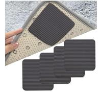 YUNYU Juego de 4 almohadillas antideslizantes lavables negras para alfombras y sofás, 100 x 100 x 2 mm de grosor, antideslizantes, reutilizables, sin residuos, para alfombras de interior y seguridad