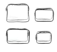 YUNYU Juego de 4 bolsas transparentes de aseo | bolsas de cosméticos impermeables de PVC (15-24 cm) para equipaje de mano | Organizador de gadgets de avión con cremallera para hombre y mujer
