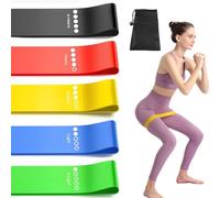 YUNYU Juego de 5 bandas de resistencia, bandas de ejercicio resistentes con niveles de fuerza codificados por colores para yoga, pilates, entrenamiento de fuerza, equipo de fitness de goma premium