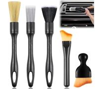 YUNYU Juego de 5 cepillos para detalles de coche, cerdas ultrasuaves para limpieza interior de coche y detalles exteriores, kit de herramientas de eliminación de polvo suave para salpicadero, rejillas