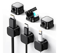 YUNYU Juego de 6 soportes magnéticos para cables, clips autoadhesivos para cables de 0-7,5 mm, juego de gestión de cables para escritorio, coche, apartamento (negro)