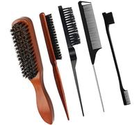 YUNYU Juego de cepillos de pelo liso - Cepillo alisador de cerdas de jabalí para cabello grueso, rizado y dañado - perfecto para peinar, desenredar y lucir elegante (hombres y mujeres, barba y cuidado