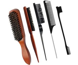 YUNYU Juego de cepillos de pelo liso - Cepillo alisador de cerdas de jabalí para cabello grueso, rizado y dañado - perfecto para peinar, desenredar y lucir elegante (hombres y mujeres, barba y cuidado