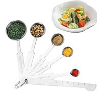 YUNYU Juego de cucharas medidoras de acero inoxidable con regla, 5 herramientas de cocina para ingredientes secos y líquidos, marcas claras y diseño duradero (esenciales para hornear/cocinar)